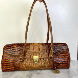 Brahmin Vintage Brown Croc Embossed Satchel